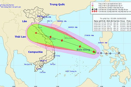 Bão số 5 di chuyển theo hướng Tây Tây Bắc, biển động mạnh