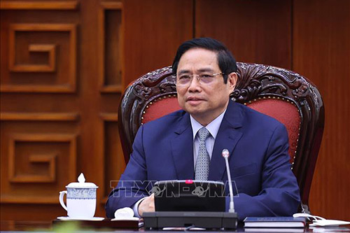 Thủ tướng Phạm Minh Chính phát biểu tại buổi tiếp Bộ trưởng Quốc phòng Nhật Bản Kishi Nobuo.