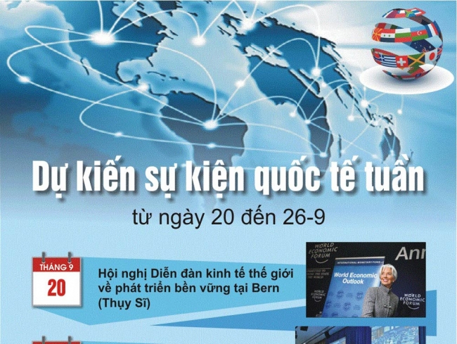 Infographics: Dự kiến sự kiện quốc tế tuần từ ngày 20 đến 26/9