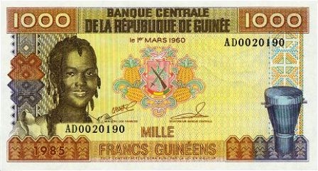 Franc (Ghi-nê) 1 USD = 6.780 GNF (Franc)