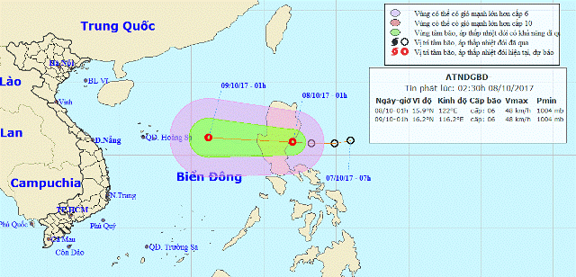 Áp thấp nhiệt đới tiến về phía quần đảo Hoàng Sa