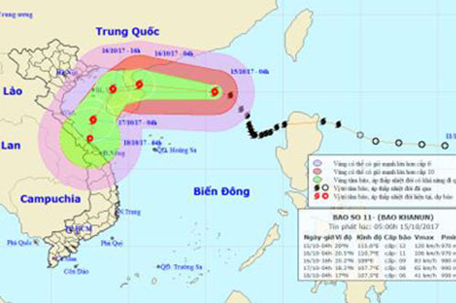 Bão số 11 có khả năng suy yếu thành áp thấp nhiệt đới