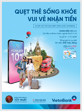 Hoàn đến 500.000 VND khi chi tiêu bằng thẻ Visa debit Sống khỏe