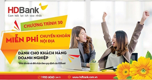 HDBank miễn phí chuyển khoản nội địa cho khách hàng doanh nghiệp