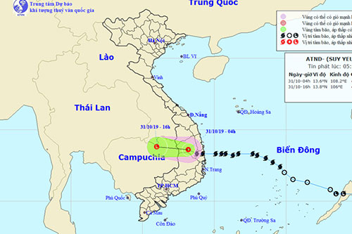 Bão số 5 vào đất liền và suy yếu thành áp thấp nhiệt đới