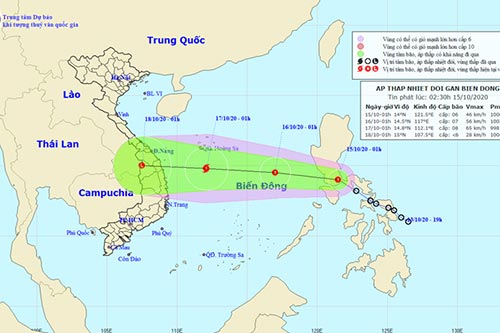 Thời tiết ngày 15/10: Áp thấp nhiệt đới tiến vào gần bờ có khả năng mạnh thêm, biển động mạnh