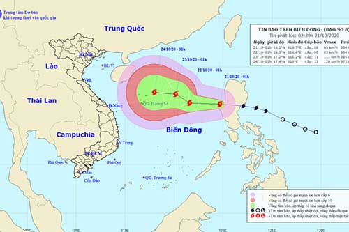 Thời tiết ngày 21/10: Bão Saudel có khả năng mạnh thêm, biển động rất mạnh