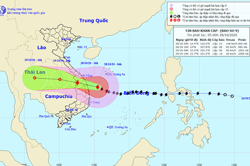 Hồi 4 giờ sáng, bão số 9 đi vào vùng biển Đà Nẵng