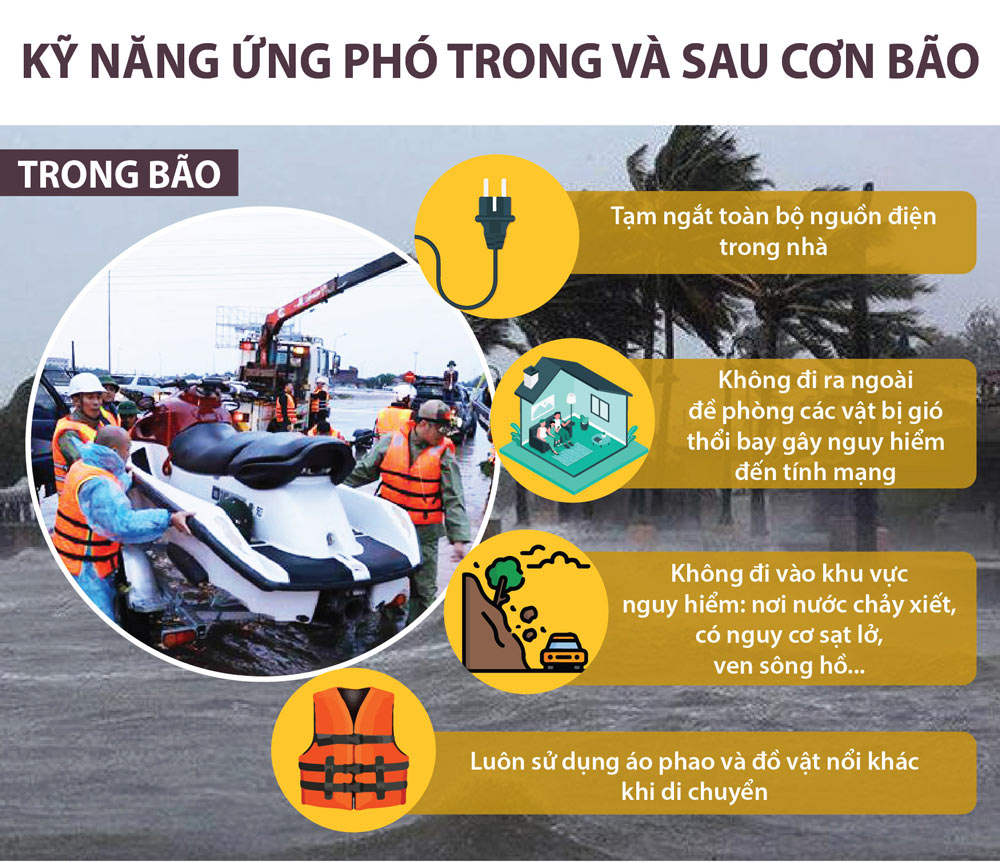 Infographics: Kỹ năng ứng phó trong và sau cơn bão