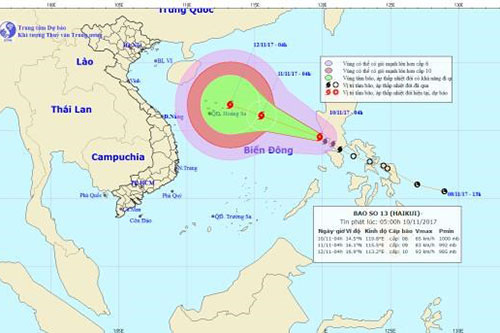 Cơn bão số 13 giật cấp 10 đi vào Biển Đông và khả năng mạnh thêm