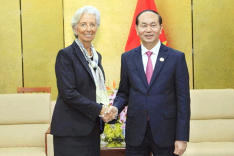 Chủ tịch nước Trần Đại Quang tiếp Tổng Giám đốc IMF Christine Lagarde