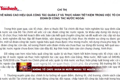 Không tổ chức đoàn đi nước ngoài từ nguồn kinh phí của dự án