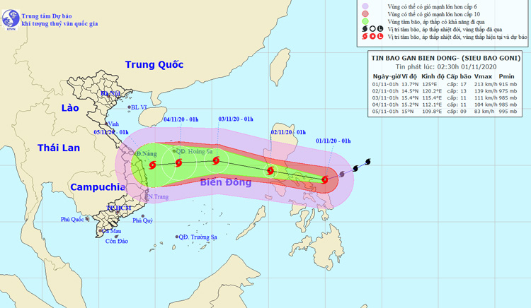 Siêu bão Goni tiến vào Philippin với sức gió giật trên cấp 17