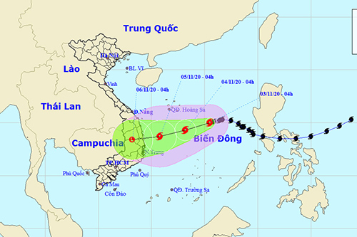 Bão số 10 tăng cấp trở lại khi tiến vào miền Trung