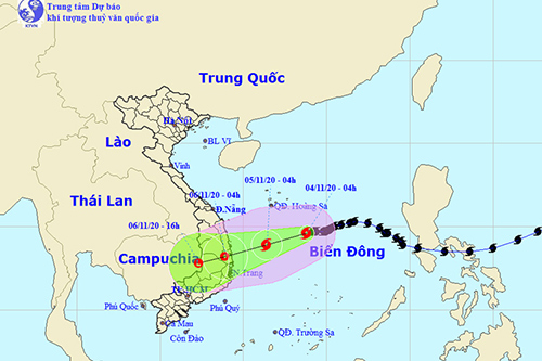 Bão số 10 di chuyển theo hướng Tây Tây Nam, giật cấp 11