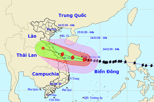 Bão số 13 với sức gió giật cấp 17 tiến gần vào đất liền