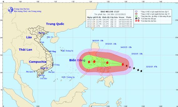 Xuất hiện một cơn bão rất mạnh hoạt động gần Biển Đông