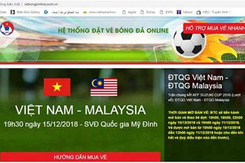 Cảnh báo website giả mạo bán vé trận Việt Nam