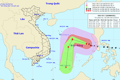 Thời tiết ngày 4/12: Bão số 7 hướng về quần đảo Trường Sa