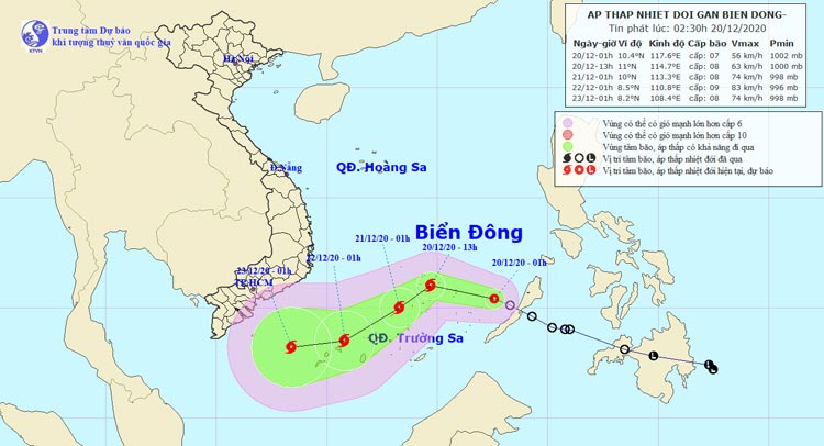 Dự báo đường đi của áp thấp