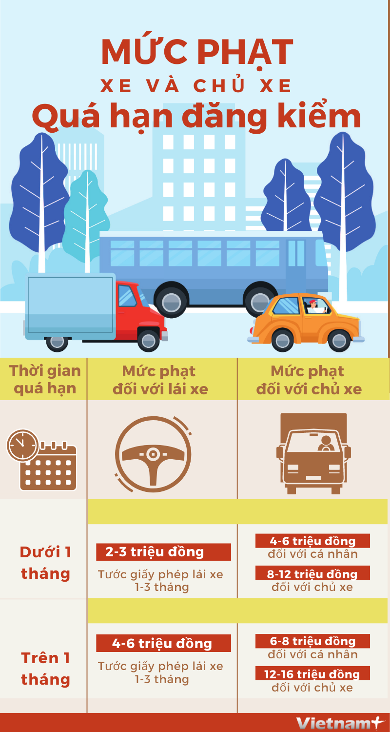 [Infographics] Luu y cac muc xu phat lai xe,ưuýcácmứcxửphạtláixechủxequáhạnđăngkiể<strong>kết quả mu hôm qua</strong> chu xe qua han dang kiem hinh anh 1