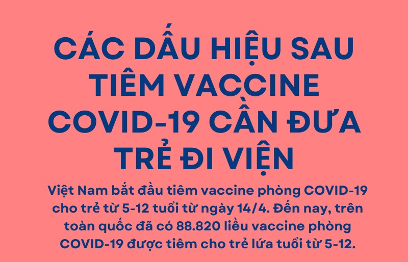Các dấu hiệu sau tiêm vaccine COVID-19 cần đưa trẻ đi viện