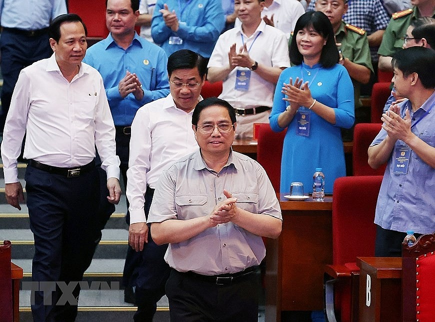 Chùm ảnh: Thủ tướng Phạm Minh Chính đối thoại với công nhân lao động