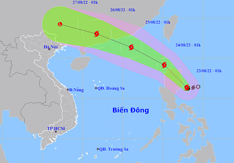 Thời tiết ngày 23/8: Bão Ma