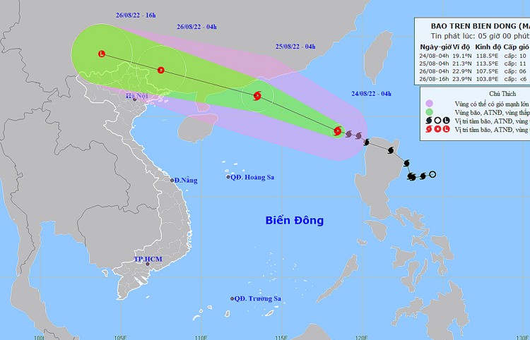 Bão Ma-on mạnh cấp 10, Nam Trung Bộ, Tây Nguyên và Nam Bộ có mưa rào và dông