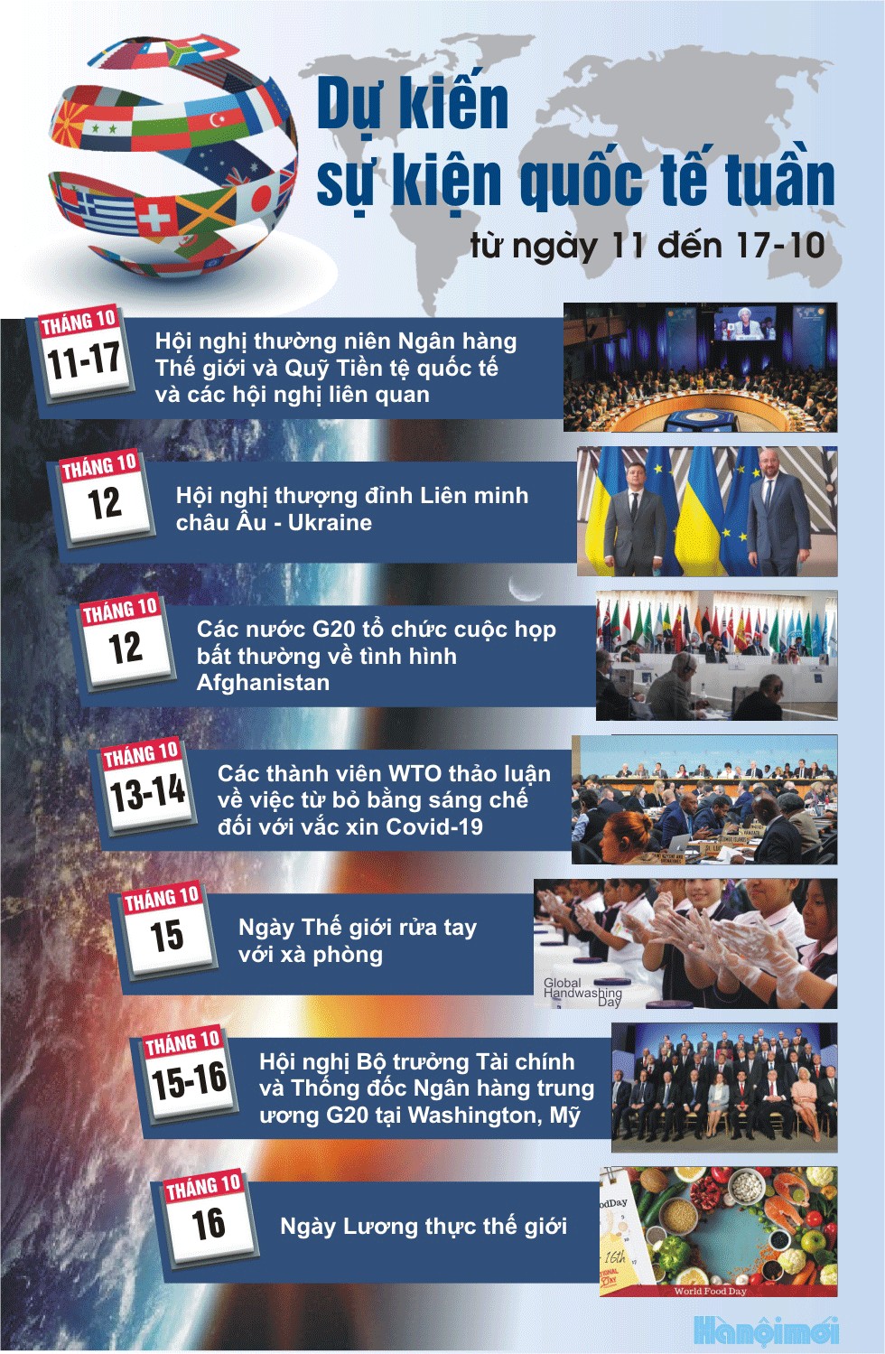 Infographic: Dự kiến sự kiện quốc tế tuần từ ngày 11 đến 17/10