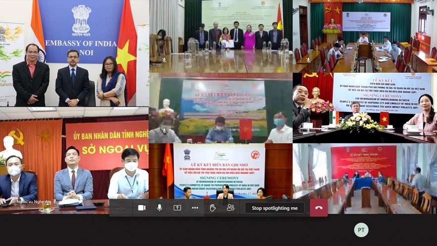 Đại sứ quán Ấn Độ ký bản ghi nhớ triển khai các dự án tác động nhanh với 8 tỉnh của Việt Nam