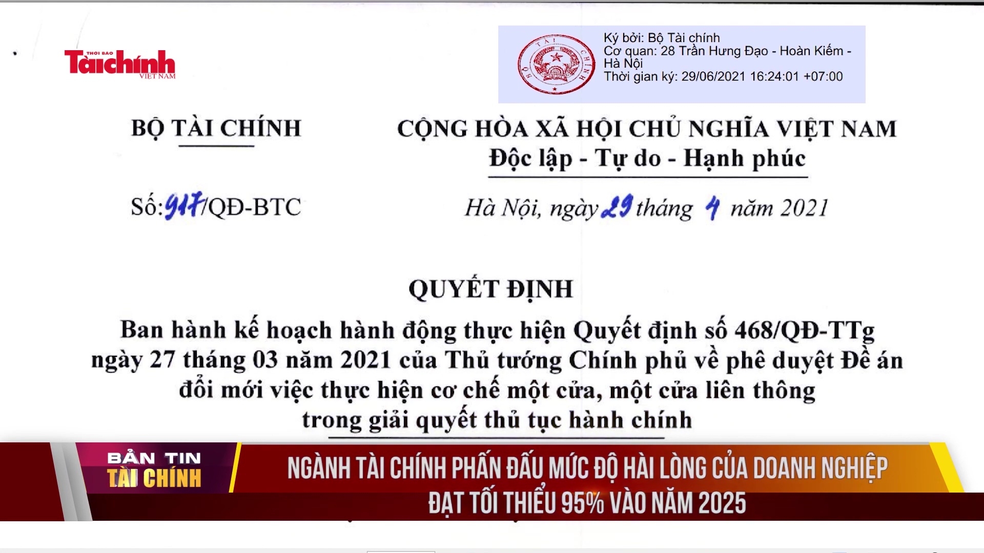 nganh tai chinh phan dau muc do hai long cua doanh nghiep dat toi thieu 95 vao nam 2025
