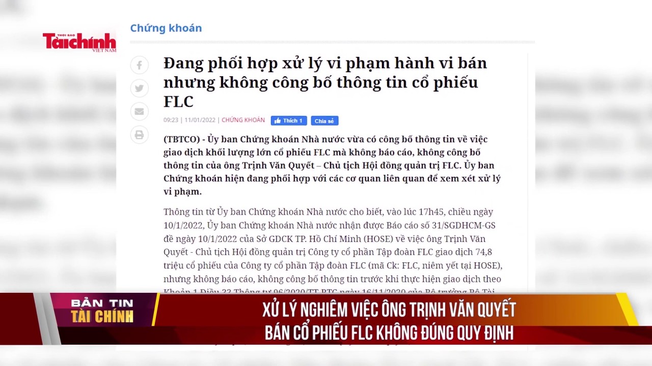 Xử lý nghiêm việc ông Trịnh Văn Quyết bán cổ phiếu FLC không đúng quy định